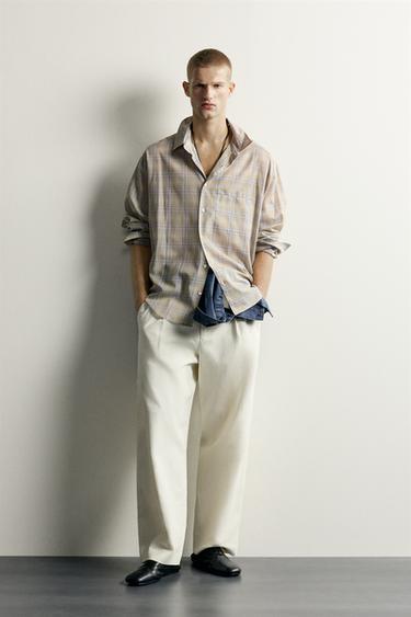 Zara 休閒版格紋襯衫 - 淺天藍色 - 圖片 0