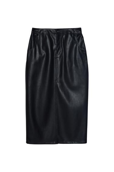 FAUX LEATHER PENCIL SKIRT