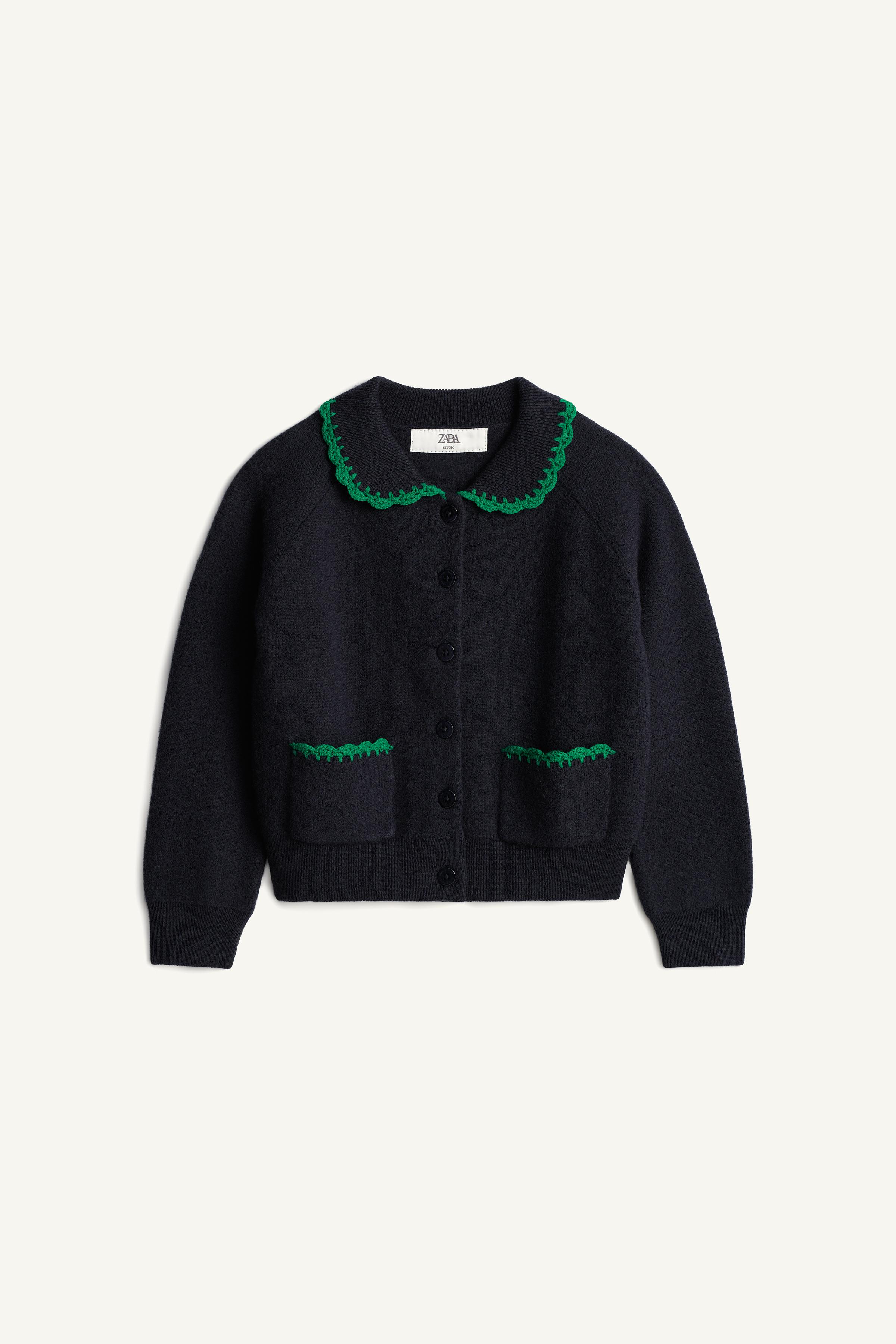 CARDIGAN 100% LAINE BRODERIES CROCHET ÉDITION LIMITÉE