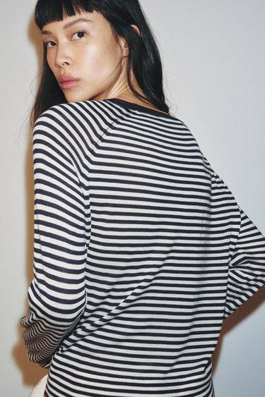 PULL EN MAILLE DOUBLE - rayures de Zara - Image 2
