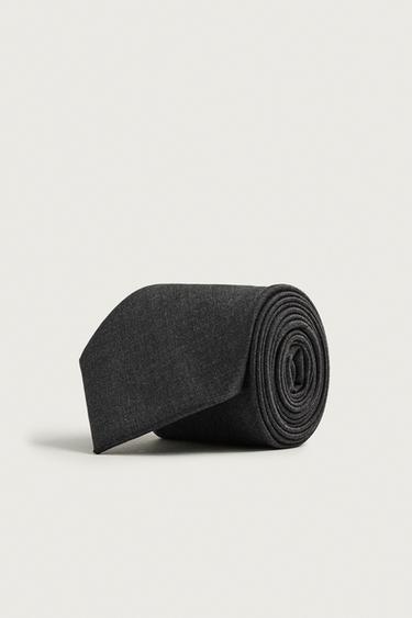 100% WOOL TEXTURED TIE — Dark gray 1