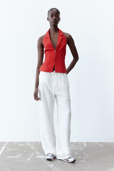 ZIP-UP HALTER TOP - Red by Zara - Image 0