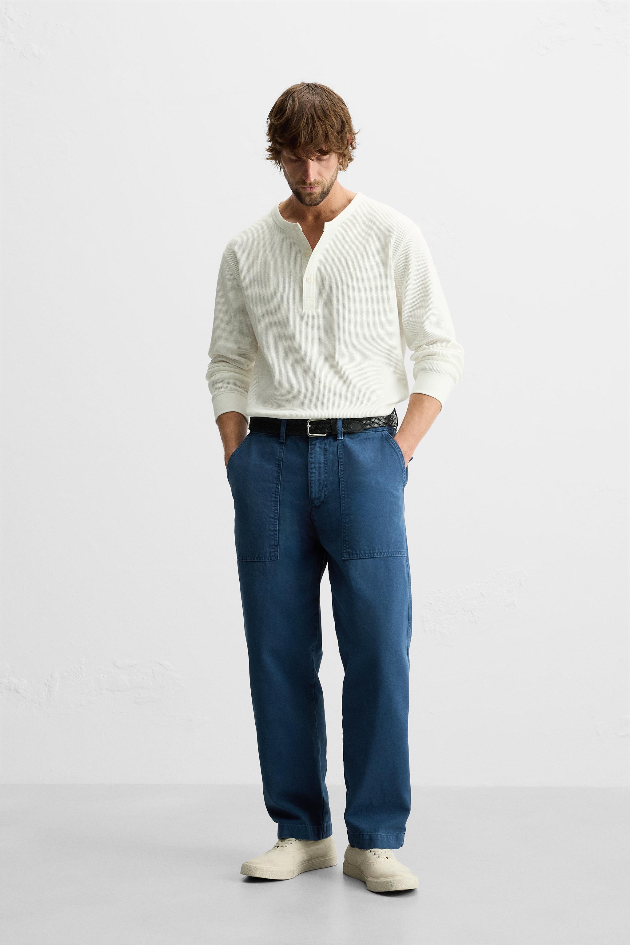 【ZARA】LIMITED EDITION ニットボタンネックTシャツ ボタンネックニットTシャツ - ネイビーブルー | ZARA Japan / 日本