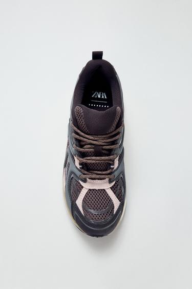 Zara COLOR-BLOCK SNEAKERS - Brown
