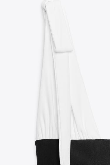 ROBE COURTE EN MATIÈRES VARIÉES À LACETS - Noir de Zara - Image 7