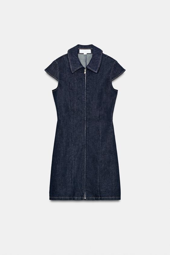 denim wrap dress zara Zara - Trf Denim Zipper Dress - Dark Indigo - S