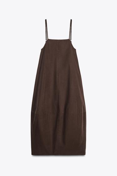 ROBE VOLUME PLIS - Marron clair de Zara - Image 5