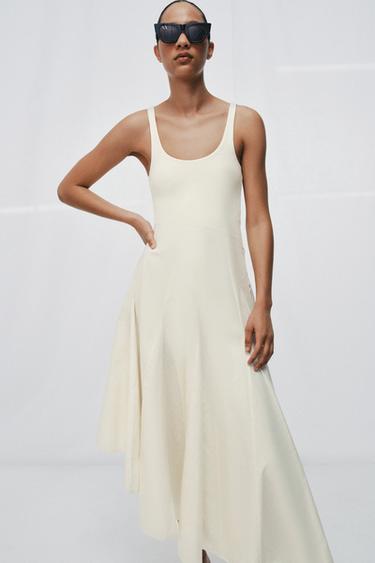 ROBE BIMATIÈRE À GODETS - Écru de Zara - Image 1