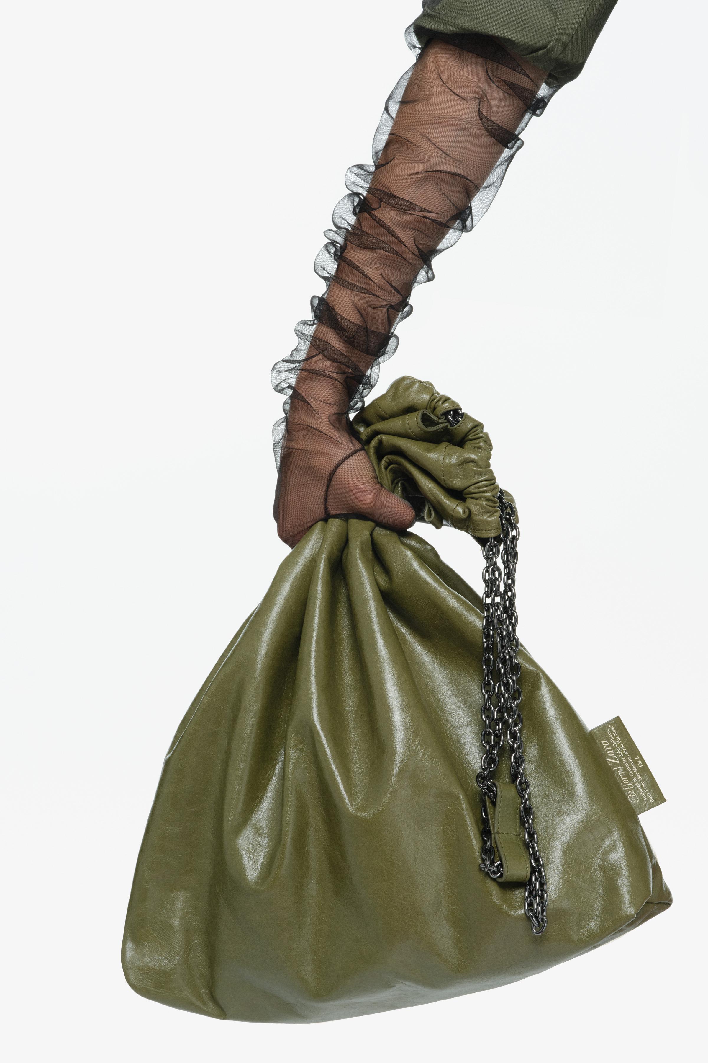 LIMITED EDITION TRI-CHIC LARGE LEATHER BAG - Khaki Green | ZARA