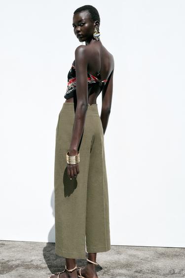 RUSTIC STRAIGHT-LEG TROUSERS - Khaki by Zara - Image 6