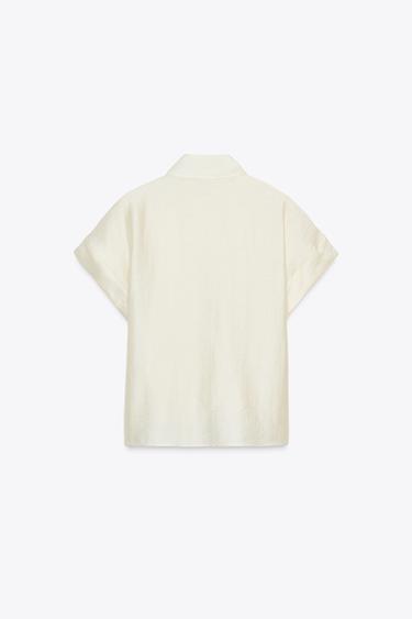 CHEMISE À BOUTONS CONTRASTÉS - Écru de Zara - Image 7