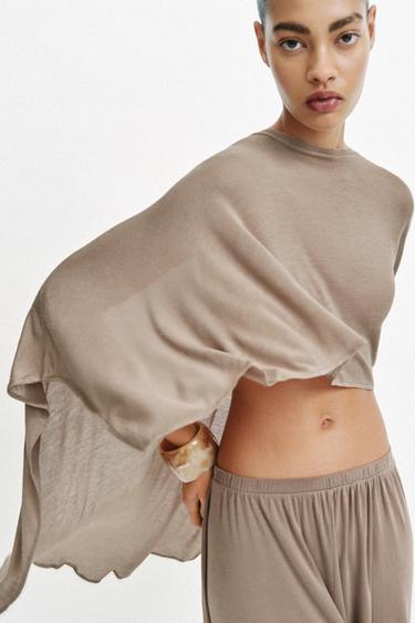TOP CAPE ASYMÉTRIQUE - Sable de Zara - Image 6