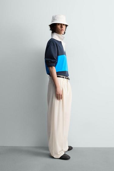 REGULAR FIT COLOUR BLOCK POLO SHIRT - Blue by Zara - Image 4