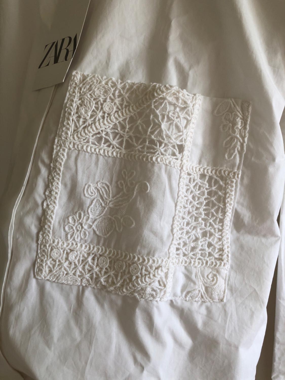 POPLIN SHIRT WITH GUIPURE LACE POCKET - Image 3