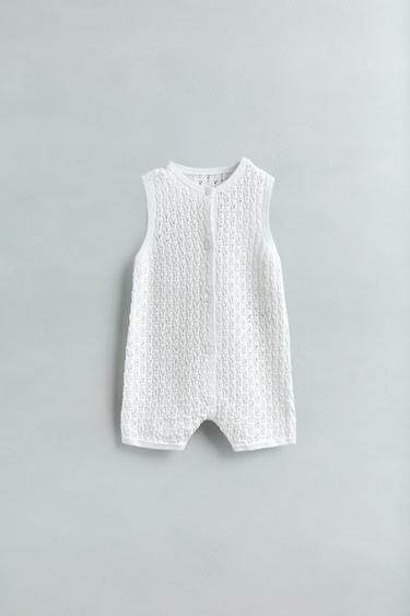 SALOPETTE COURTE EN MAILLE AJOURÉE - Écru clair de Zara - Image 4