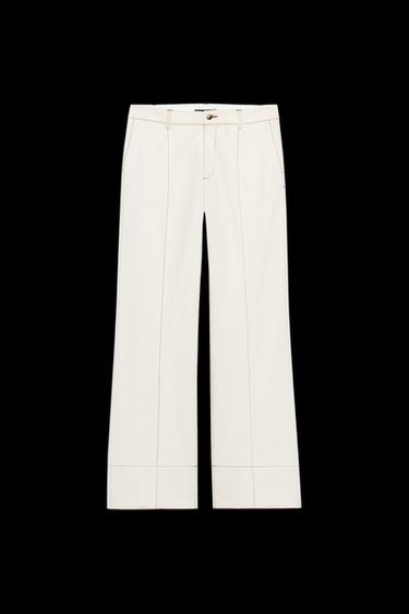 PANTALÓN BOOTCUT PESPUNTES - Crudo de Zara - Imagen 0