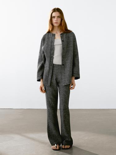 Pantalón straight fit 100% lino - Negro de Zara - Imagen 0