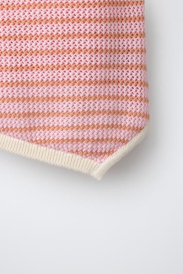 ASYMMETRIC STRIPED KNIT TOP - Light pink by Zara - Image 3