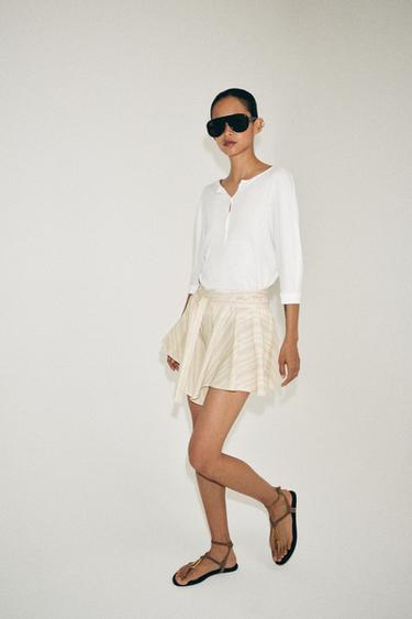 SHORT PLISSÉ À RAYURES ZW COLLECTION - rayures de Zara - Image 4