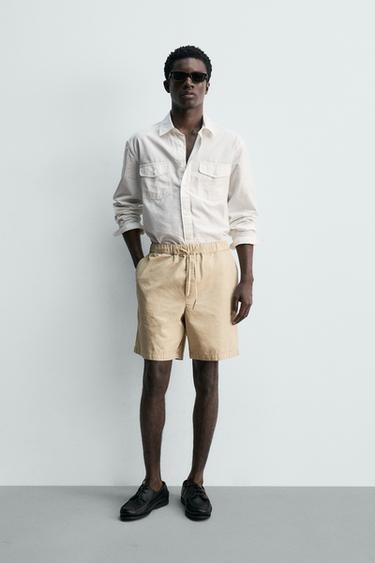 FADED REGULAR FIT BERMUDA SHORTS - Beige by Zara