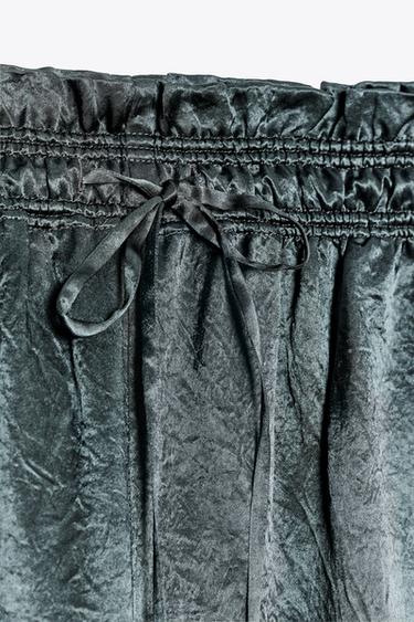 PANTALON LARGE SATINÉ ZW COLLECTION - Vert de Zara - Image 6