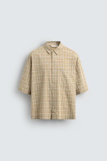 CHEMISE COUPE CARREE À CARREAUX - Moutarde de Zara - Image 6