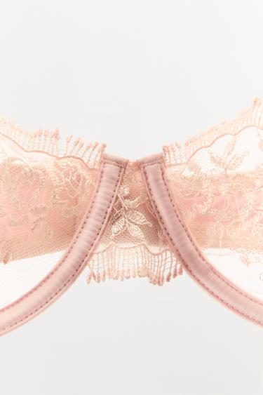 SOUTIEN-GORGE ARMATURES MESH DENTELLE - Rose craie de Zara - Image 5