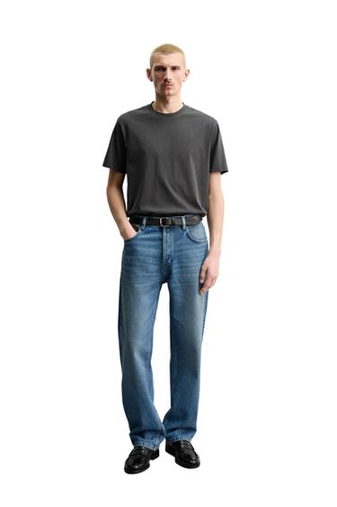 تيشيرت MEDIUM WEIGHT REGULAR FIT ORIGINS - فحمي by Zara