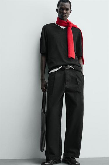 RELAXED BALLOON FIT PLEATED TROUSERS - Black by Zara - Image 4