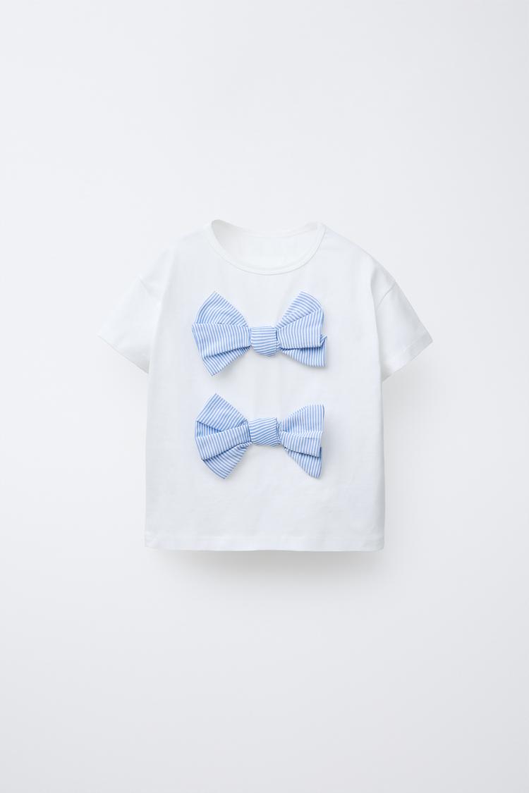 POPLIN BOW APPLIQUÉ T-SHIRT