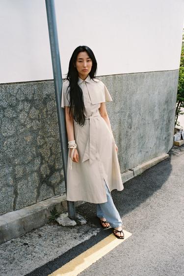 ZW COLLECTION CAPE SHIRT DRESS - Light camel by Zara
