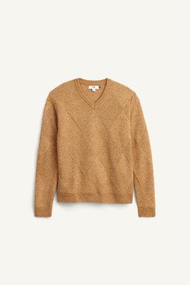 PULL EN JACQUARD GÉOMÉTRIQUE AVEC ÉCHARPE ÉDITION LIMITÉE - Marron clair de Zara - Image 5