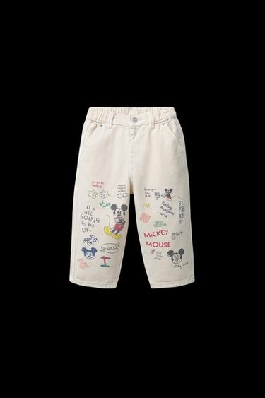 Zara MICKEY MOUSE © DISNEY BALLOON TWILL PANTS - Ecru - Image 0