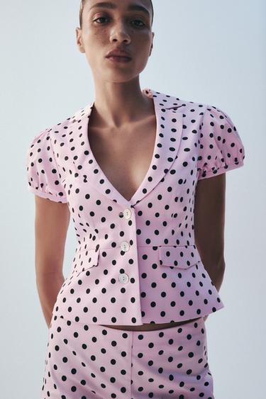 CASACO CURTO DE BOLINHAS - Rosa-claro da Zara