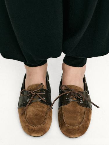 Zara Contrast leather deck shoes - taupe brown