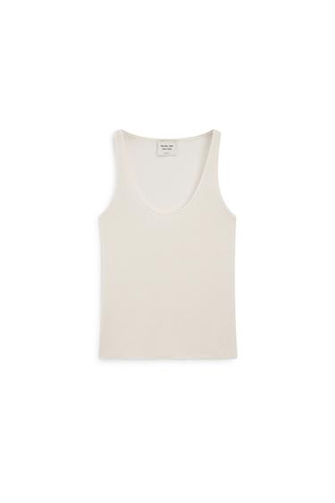 Top tirantes semitransparente con seda - LIMITED EDITION - Blanco roto de Zara