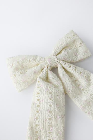 ELASTICATED HAIR TIE WITH BOW - Ecru by Zara - Image 3