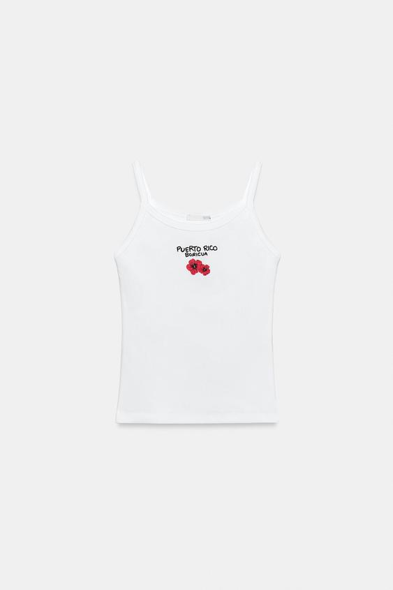 EMBROIDERED STRAP TOP from Zara - $25.90