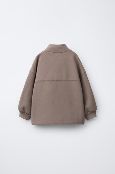 SWEATSHIRT WITH RAISED TEXT AND LOGO - Tans by Zara - Image 1