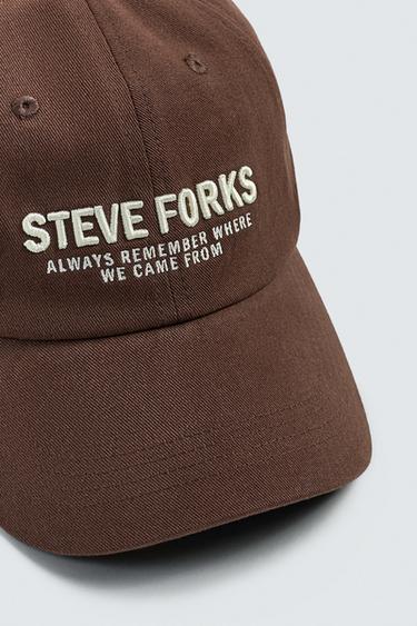 CAP WITH EMBROIDERED SLOGAN - Brown by Zara - Image 6