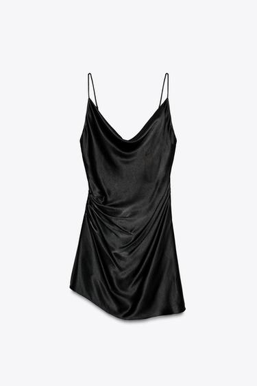 ZW COLLECTION SATIN MINI DRESS - Black by Zara