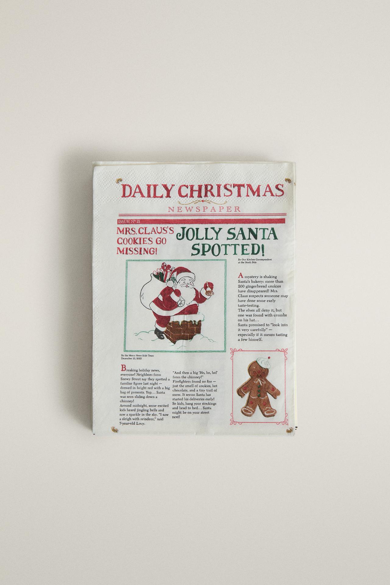 CHILDREN'S CHRISTMAS NEWSPAPER PAPER NAPKINS (PACK OF 20)