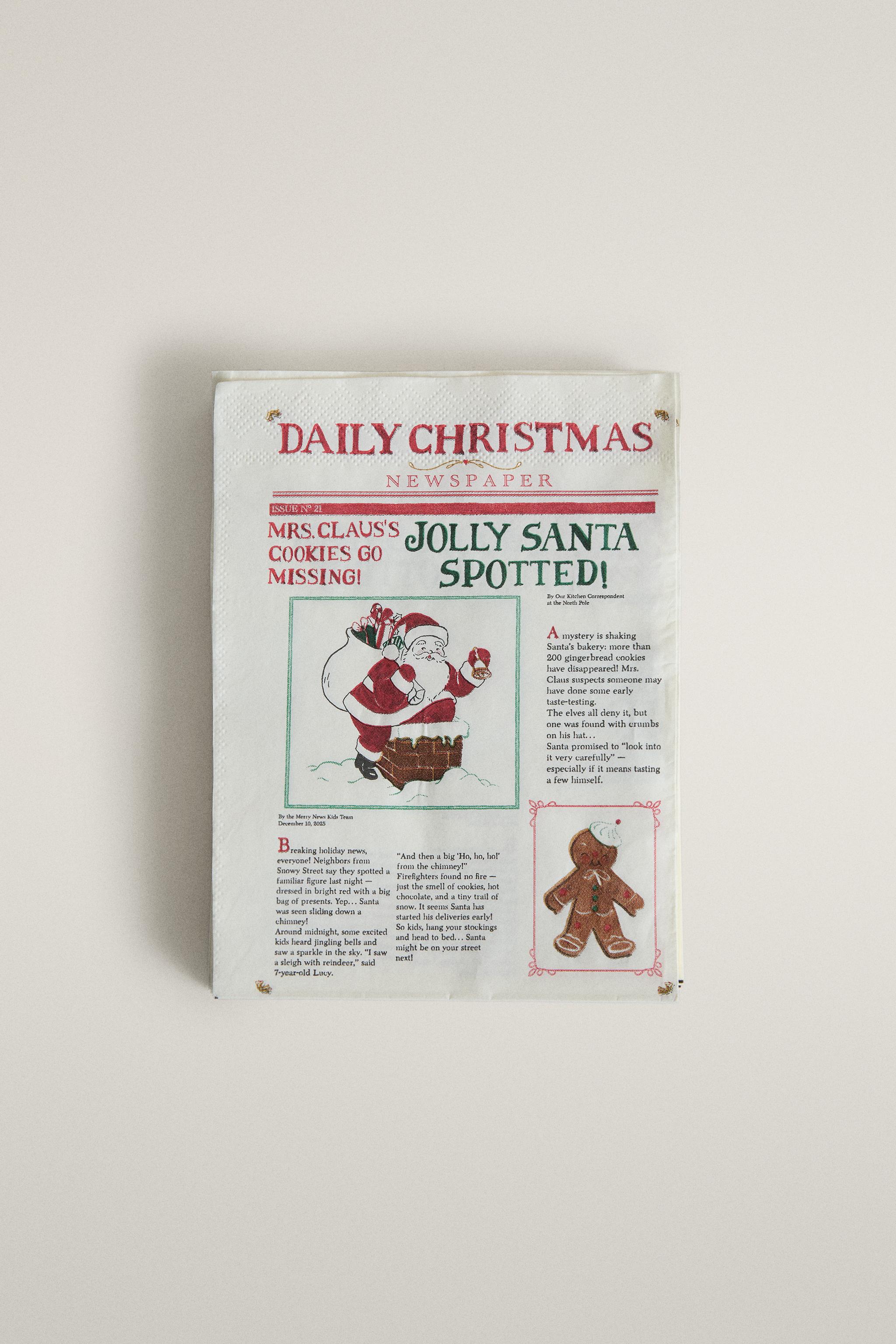 KIDS' CHRISTMAS NEWSPAPER PAPER NAPKINS (PACK OF 20)