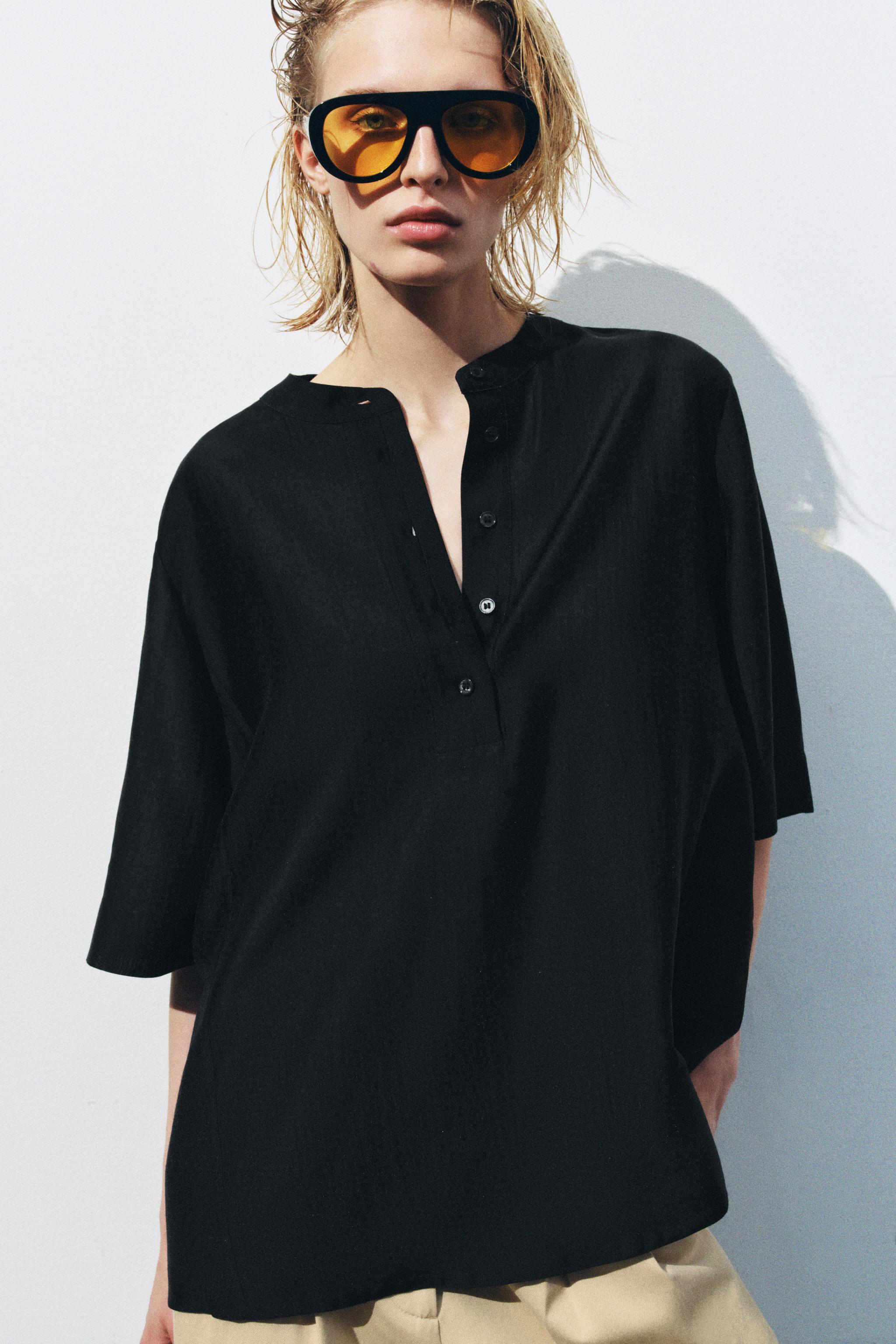 ZW COLLECTION FLOWY SHORT SLEEVE BLOUSE