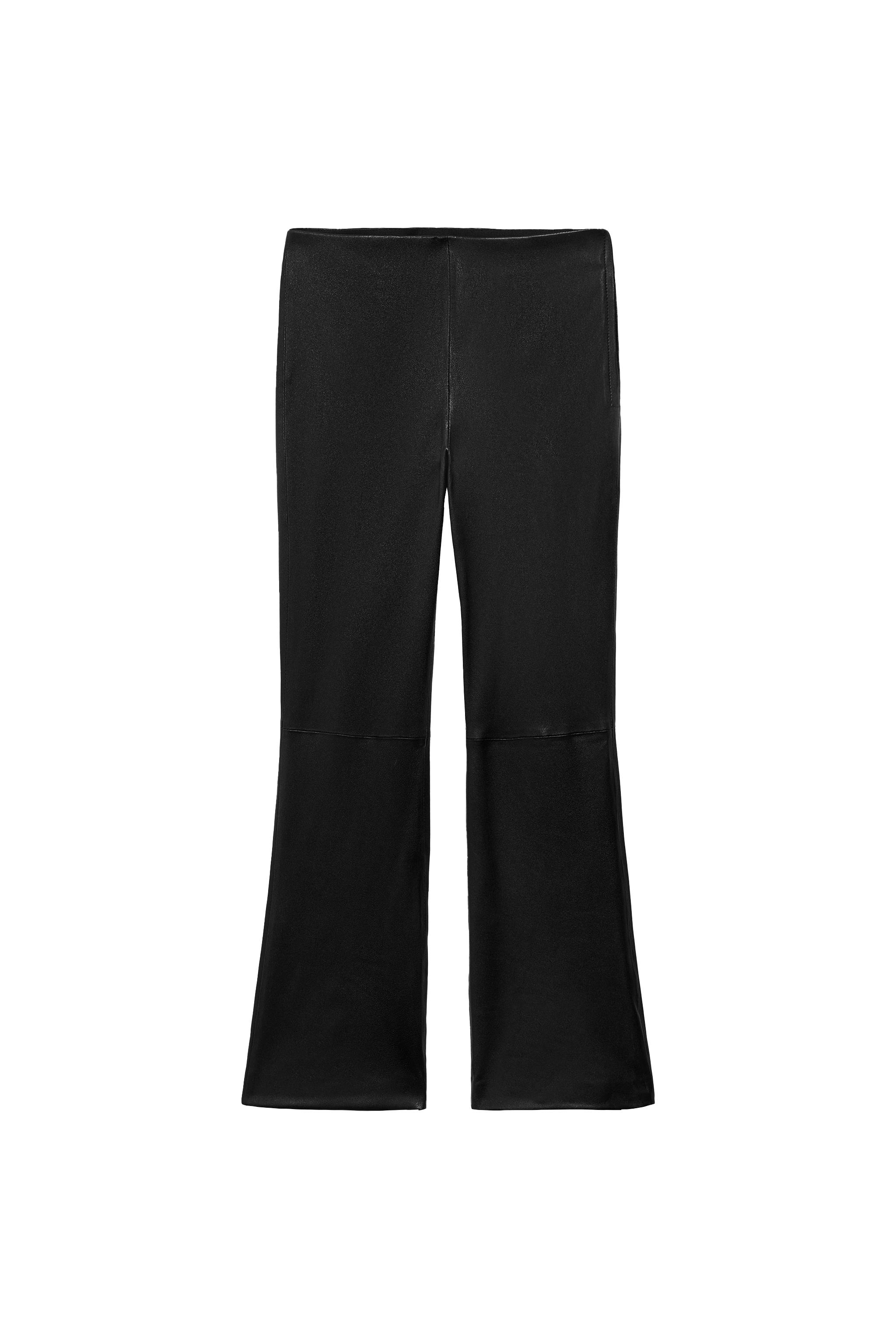 Pantalon legging femme en cuir d'agneau stretch noir modèle Fany Pantalon legging femme en cuir d'agneau stretch noir modèle Fany
