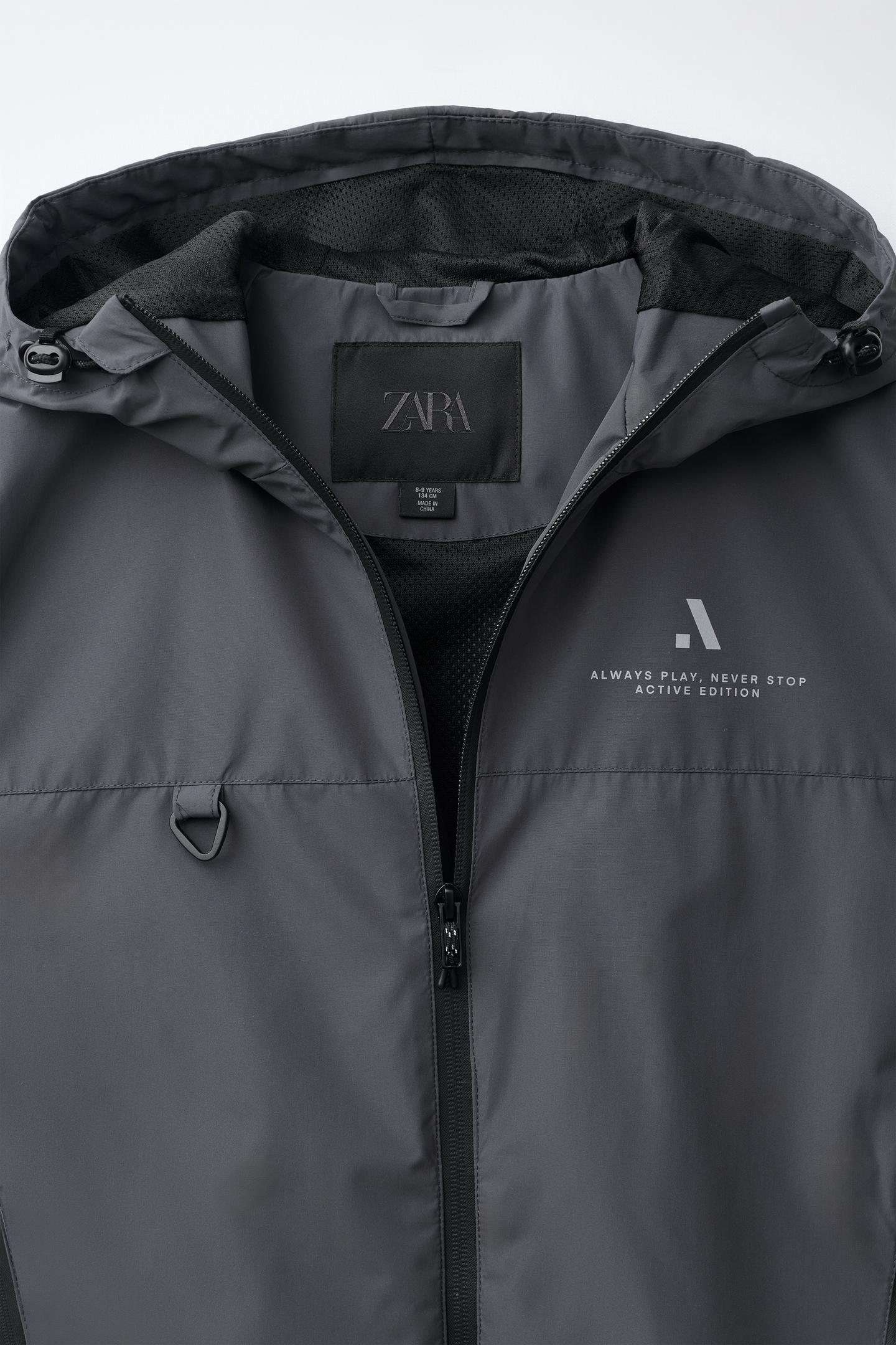 Детская куртка Zara Lightweight Water-Repellent, цвет: Антрацитовый серый — фото 8