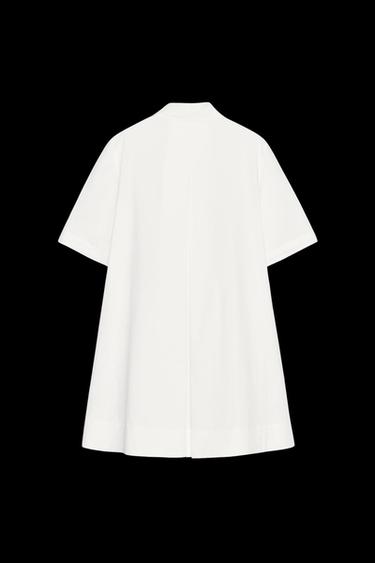 Zara ZW COLLECTION POPLIN SHORT DRESS - White