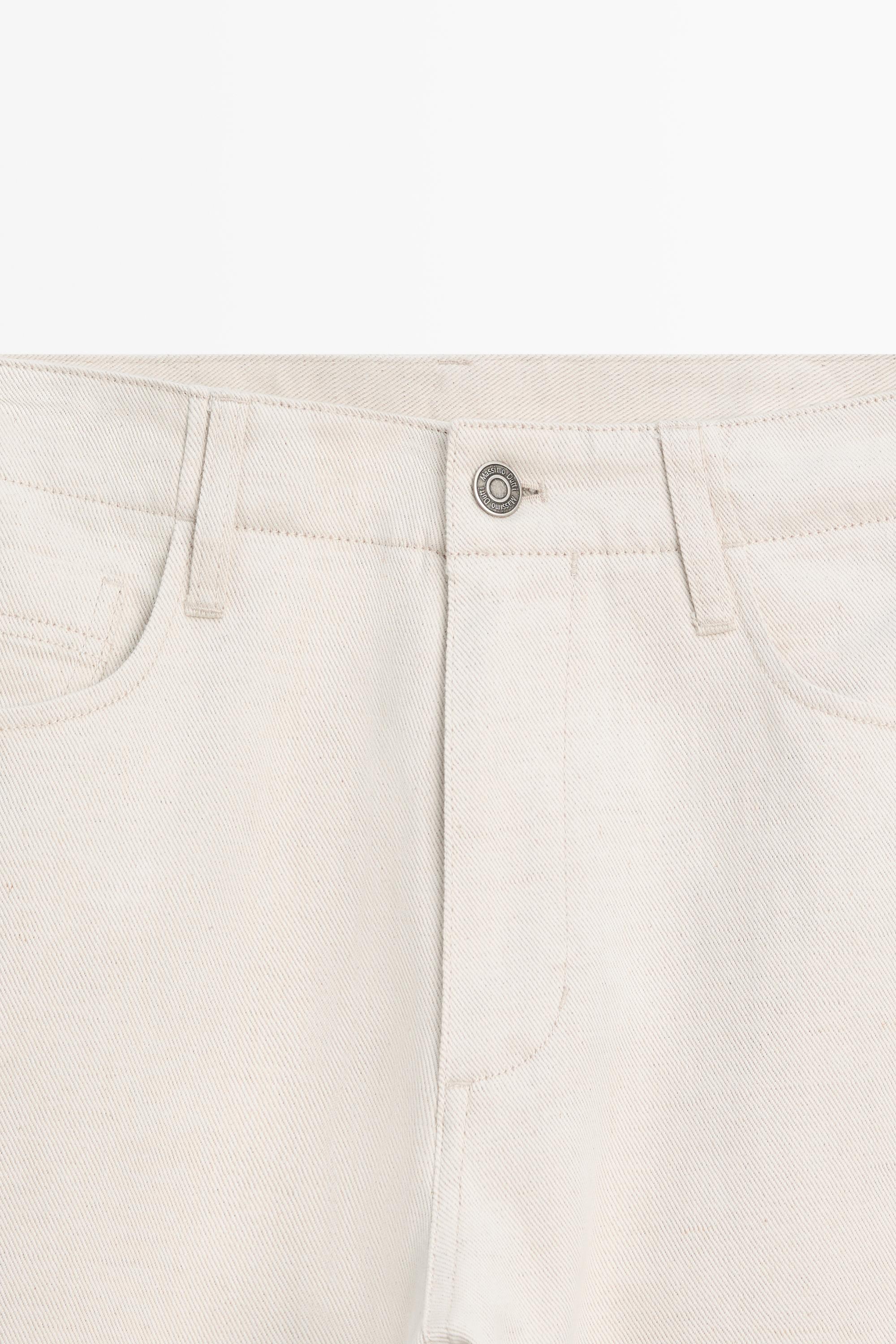 Cotton and linen tapered fit jeans