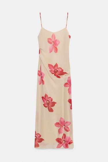 ROBE MI-LONGUE DRAPÉE À FLEURS - unique de Zara - Image 4