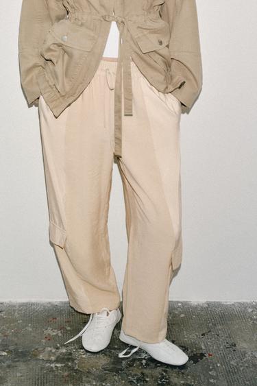 CONTRAST BARREL TROUSERS - Sand / Marl by Zara - Image 6